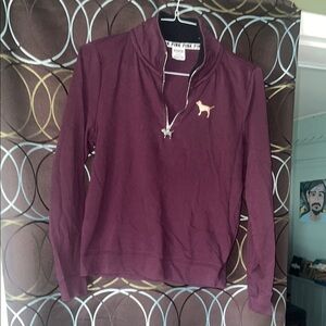PINK Victoria's Secret Red Long Sleeve Polo Sweatshirt
